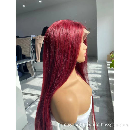 Red 99j Colored Burgundy Straight Lace Front Human Hair Wigs Brazilian Lace Frontal Wigs For Women